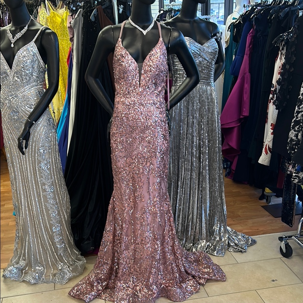 Stella 21040 size 6 Elegant Pink Sequin Evening Gown